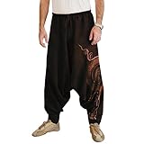 Taigood Männer Pluderhosen Bequeme elastische Taillenhosen Fashion Solid Color Casual Yoga Hippies Hosen Schwarz Größe 2XL