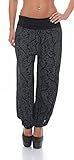 Malito - Damen Haremshose mit Orient Print - Pumphose aus Baumwolle - Stoffhose zum Tanzen, Chillen & Yoga - Aladinhose 8580 (schwarz)