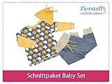 3 Papierschnittmuster zum Nähen von Babykleidung - Das Baby Set beinhaltet eine Pumphose, Mütze und EIN Shirt für Babys und Kleinkinder von Gr. 50-74
